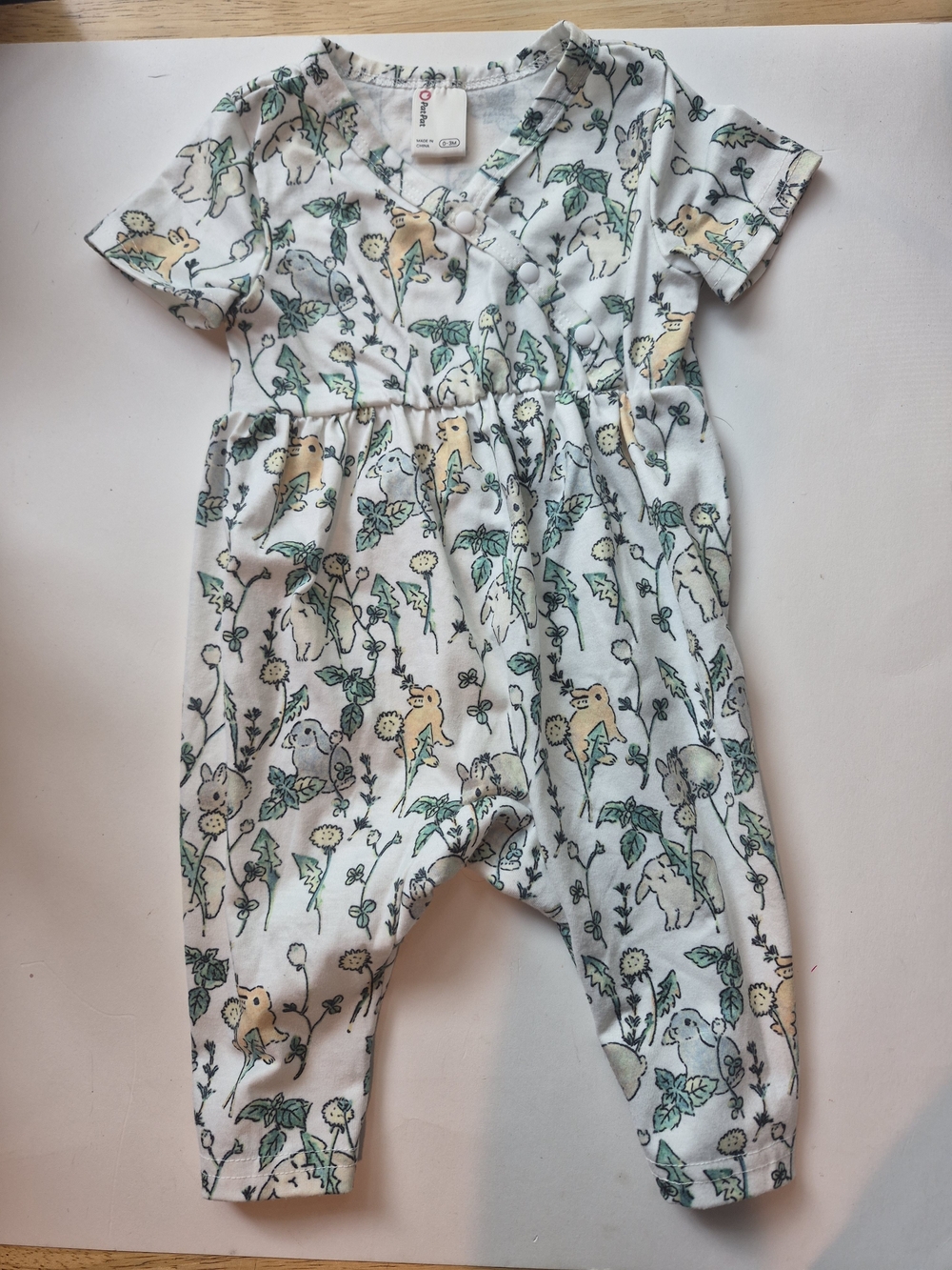 Romper with Green and Yellow Animal Floral Print
